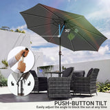 Polyester Tilting Parasol Umbrella With 112 Solar LED Light 295cm Diameter - Velmora