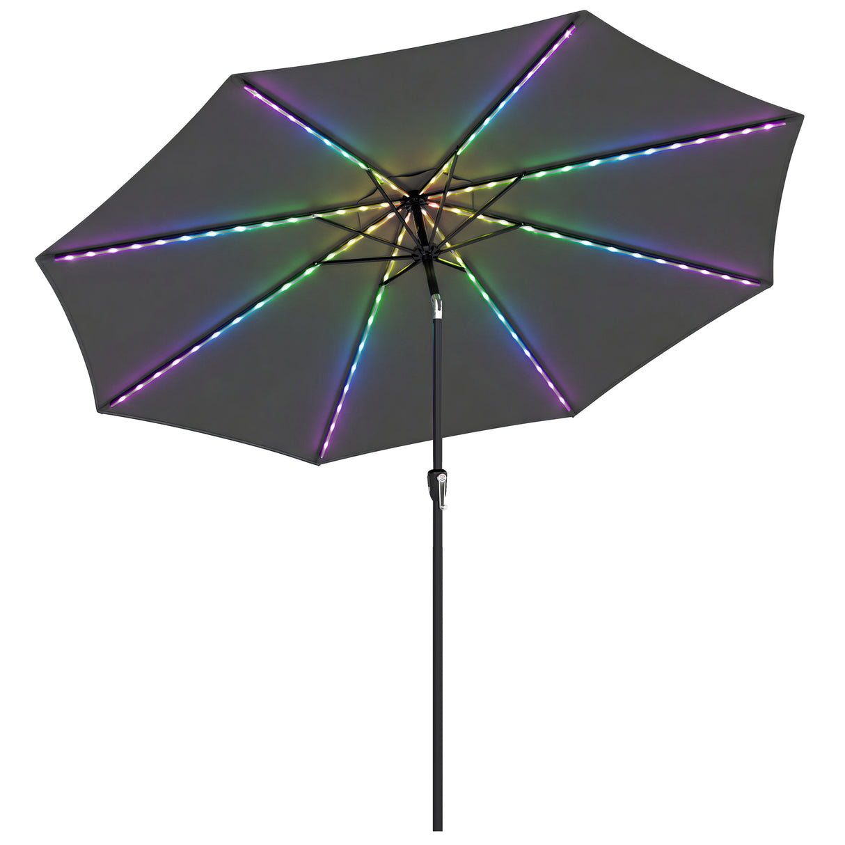 Polyester Tilting Parasol Umbrella With 112 Solar LED Light 295cm Diameter - Velmora