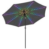 Polyester Tilting Parasol Umbrella With 112 Solar LED Light 295cm Diameter - Velmora