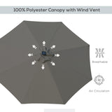 Polyester Tilting Parasol Umbrella With 24 LED Light 267cm Diameter - Velmora