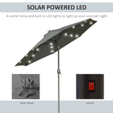 Polyester Tilting Parasol Umbrella With 24 LED Light 267cm Diameter - Velmora