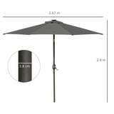 Polyester Tilting Parasol Umbrella With 24 LED Light 267cm Diameter - Velmora