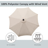 Polyester Tilting Parasol Umbrella With 24 LED Light 267cm Diameter - Velmora