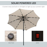 Polyester Tilting Parasol Umbrella With 24 LED Light 267cm Diameter - Velmora