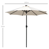 Polyester Tilting Parasol Umbrella With 24 LED Light 267cm Diameter - Velmora