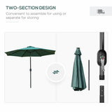Polyester Tilting Parasol Umbrella With 24 LED Light 267cm Diameter - Velmora