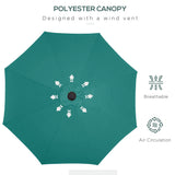 Polyester Tilting Parasol Umbrella With 24 LED Light 267cm Diameter - Velmora