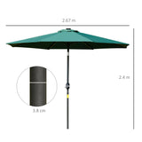 Polyester Tilting Parasol Umbrella With 24 LED Light 267cm Diameter - Velmora
