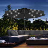 Polyester Tilting Parasol Umbrella With 24 LED Light 268cm Diameter - Velmora