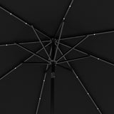 Polyester Tilting Parasol Umbrella With 24 LED Light 268cm Diameter - Velmora
