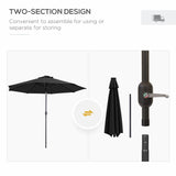 Polyester Tilting Parasol Umbrella With 24 LED Light 268cm Diameter - Velmora