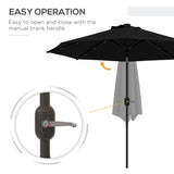 Polyester Tilting Parasol Umbrella With 24 LED Light 268cm Diameter - Velmora