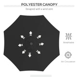 Polyester Tilting Parasol Umbrella With 24 LED Light 268cm Diameter - Velmora