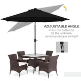 Polyester Tilting Parasol Umbrella With 24 LED Light 268cm Diameter - Velmora