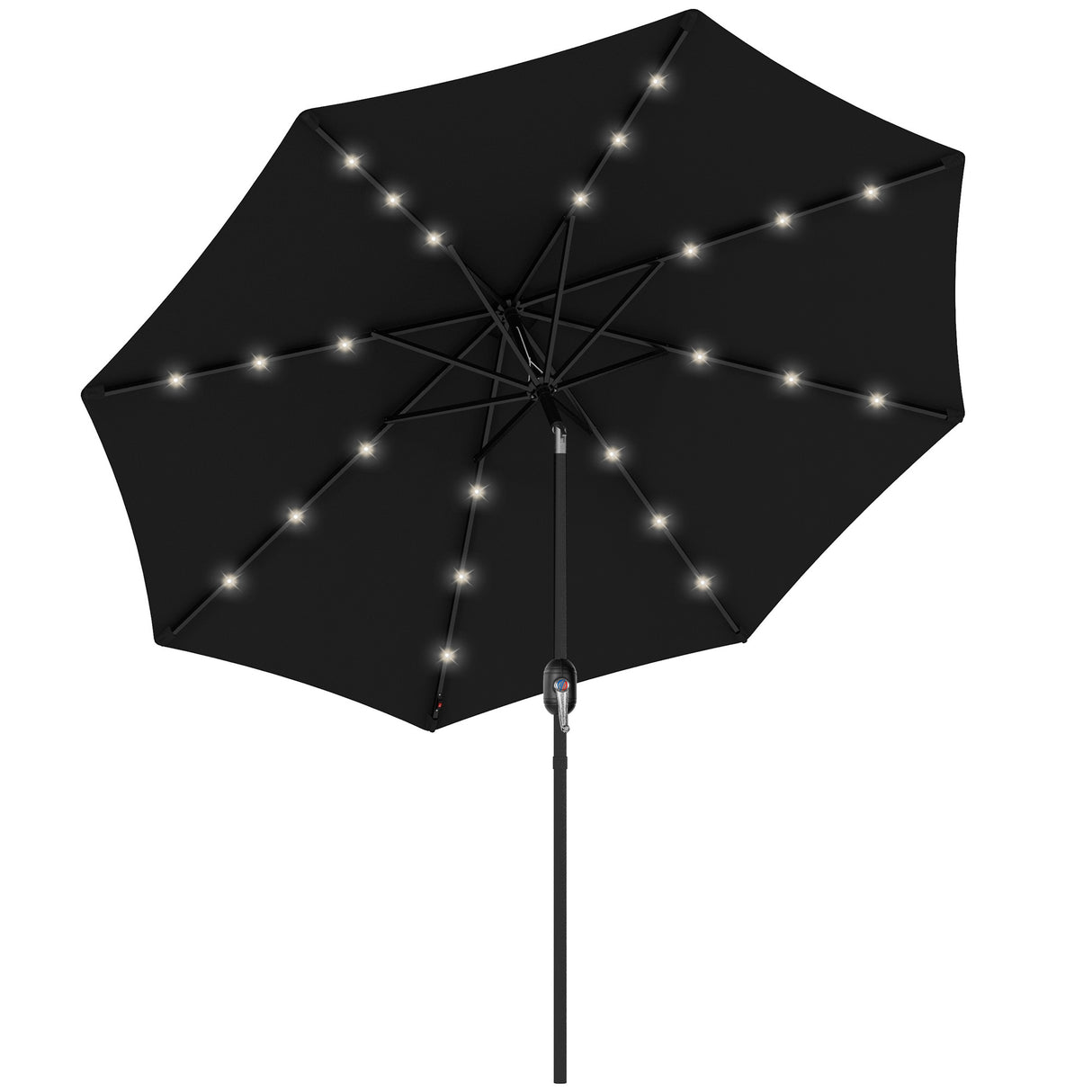 Polyester Tilting Parasol Umbrella With 24 LED Light 268cm Diameter - Velmora