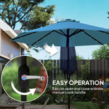Polyester Tilting Parasol Umbrella With 24 LED Light 268cm Diameter - Velmora