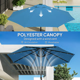 Polyester Tilting Parasol Umbrella With 24 LED Light 268cm Diameter - Velmora