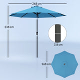 Polyester Tilting Parasol Umbrella With 24 LED Light 268cm Diameter - Velmora