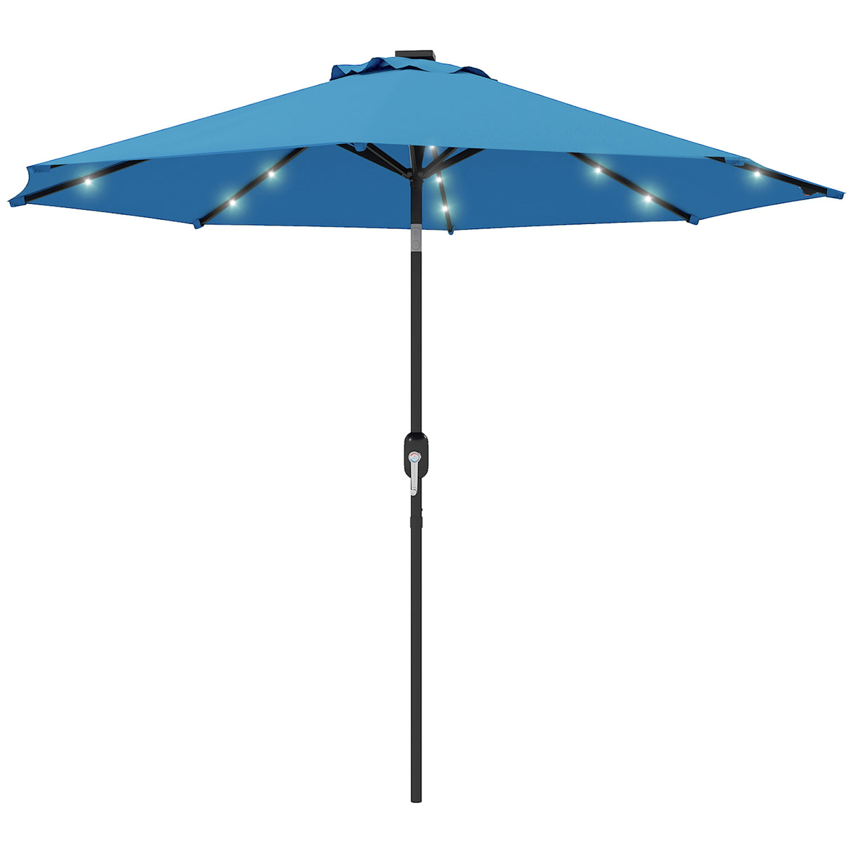 Polyester Tilting Parasol Umbrella With 24 LED Light 268cm Diameter - Velmora