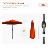 Polyester Tilting Parasol Umbrella With 24 LED Light 268cm Diameter - Velmora
