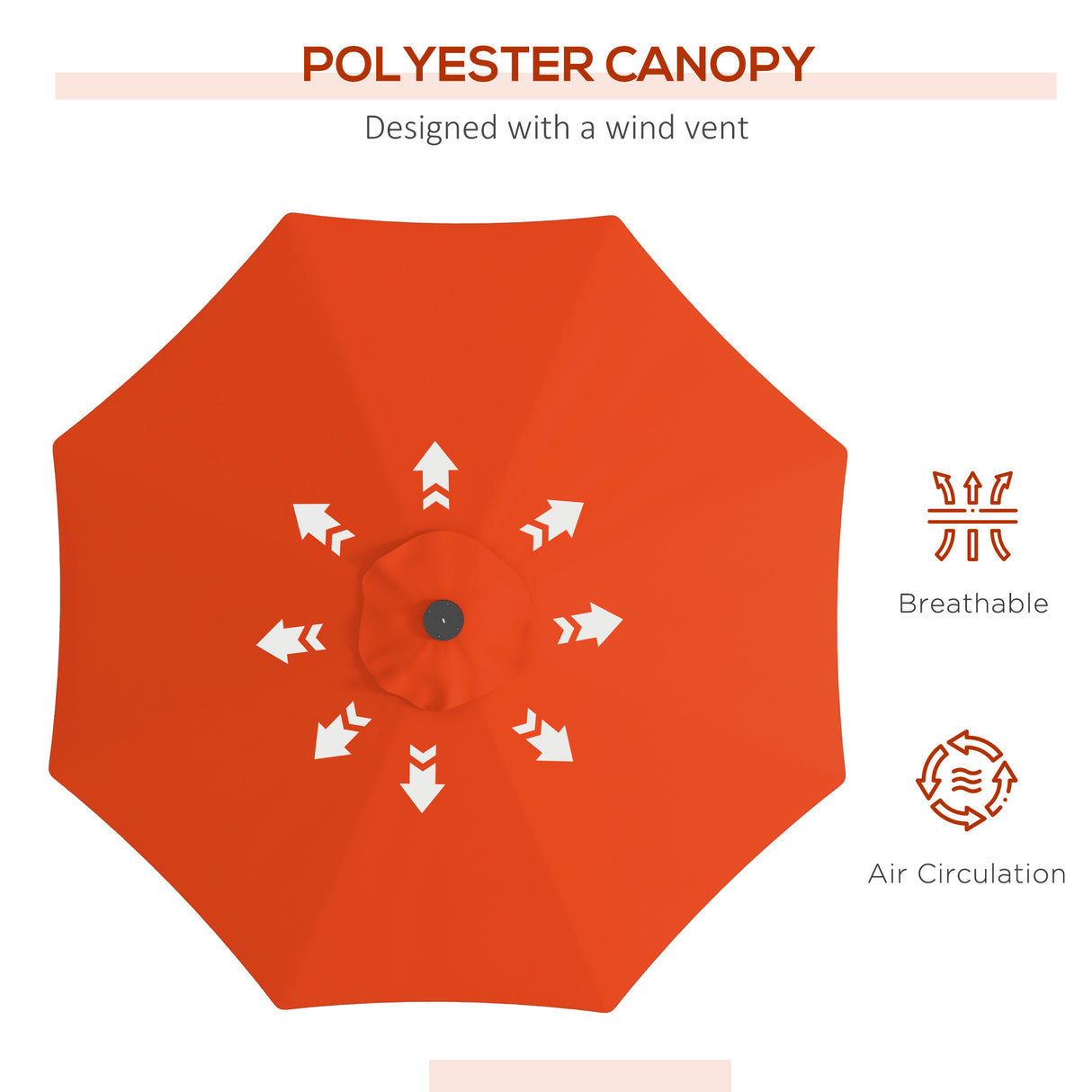 Polyester Tilting Parasol Umbrella With 24 LED Light 268cm Diameter - Velmora