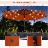 Polyester Tilting Parasol Umbrella With 24 LED Light 268cm Diameter - Velmora
