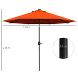 Polyester Tilting Parasol Umbrella With 24 LED Light 268cm Diameter - Velmora