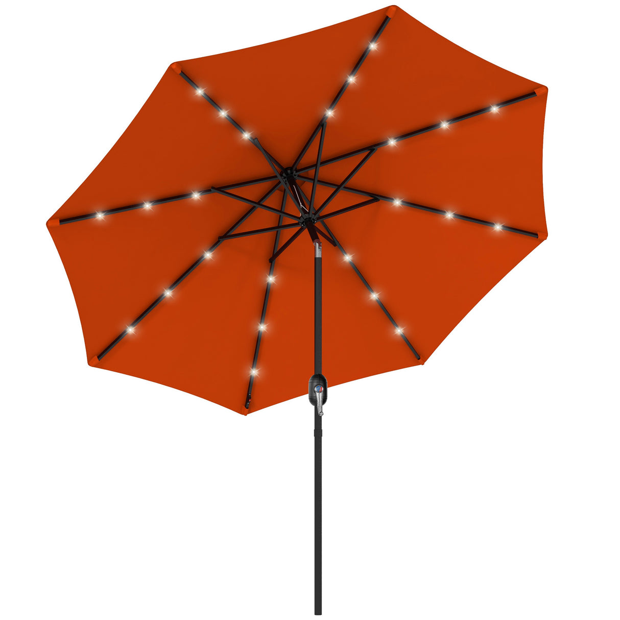 Polyester Tilting Parasol Umbrella With 24 LED Light 268cm Diameter - Velmora