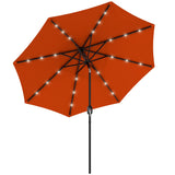 Polyester Tilting Parasol Umbrella With 24 LED Light 268cm Diameter - Velmora