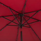 Polyester Tilting Parasol Umbrella With 24 LED Light 268cm Diameter - Velmora