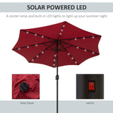 Polyester Tilting Parasol Umbrella With 24 LED Light 268cm Diameter - Velmora