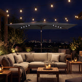 Polyester Tilting Parasol Umbrella With 24 Solar LED Light 289cm Width x 198cm Depth - Velmora