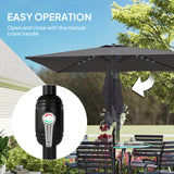 Polyester Tilting Parasol Umbrella With 24 Solar LED Light 289cm Width x 198cm Depth - Velmora