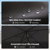 Polyester Tilting Parasol Umbrella With 24 Solar LED Light 289cm Width x 198cm Depth - Velmora