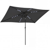 Polyester Tilting Parasol Umbrella With 24 Solar LED Light 289cm Width x 198cm Depth - Velmora