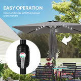 Polyester Tilting Parasol Umbrella With 24 Solar LED Light 289cm Width x 198cm Depth - Velmora