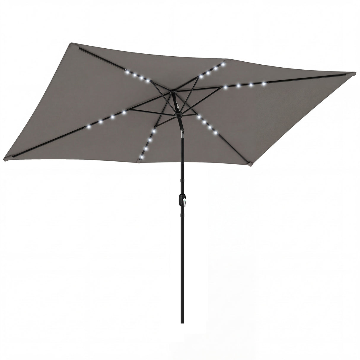 Polyester Tilting Parasol Umbrella With 24 Solar LED Light 289cm Width x 198cm Depth - Velmora
