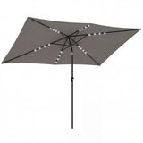Polyester Tilting Parasol Umbrella With 24 Solar LED Light 289cm Width x 198cm Depth - Velmora