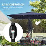 Polyester Tilting Parasol Umbrella With 24 Solar LED Light 289cm Width x 198cm Depth - Velmora