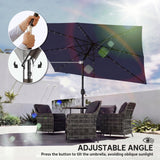 Polyester Tilting Parasol Umbrella With 24 Solar LED Light 289cm Width x 198cm Depth - Velmora