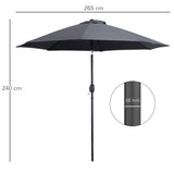 Polyester Tilting Parasol Umbrella With Glass Fibre Ribs 265cm Diameter - Velmora