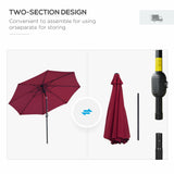 Polyester Tilting Parasol Umbrella With Glass Fibre Ribs 265cm Diameter - Velmora