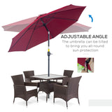 Polyester Tilting Parasol Umbrella With Glass Fibre Ribs 265cm Diameter - Velmora