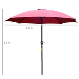 Polyester Tilting Parasol Umbrella With Glass Fibre Ribs 265cm Diameter - Velmora