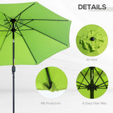 Polyester Tilting Parasol Umbrella With Glass Fibre Ribs 265cm Diameter - Velmora