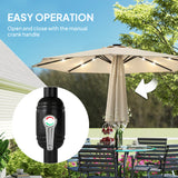 Polyester Tilting Parasol Umbrella With LED Solar Light 263cm Diameter - Velmora