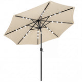 Polyester Tilting Parasol Umbrella With LED Solar Light 263cm Diameter - Velmora