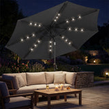 Polyester Tilting Parasol Umbrella With LED Solar Light 263cm Diameter - Velmora