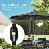 Polyester Tilting Parasol Umbrella With LED Solar Light 263cm Diameter - Velmora