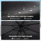 Polyester Tilting Parasol Umbrella With LED Solar Light 263cm Diameter - Velmora